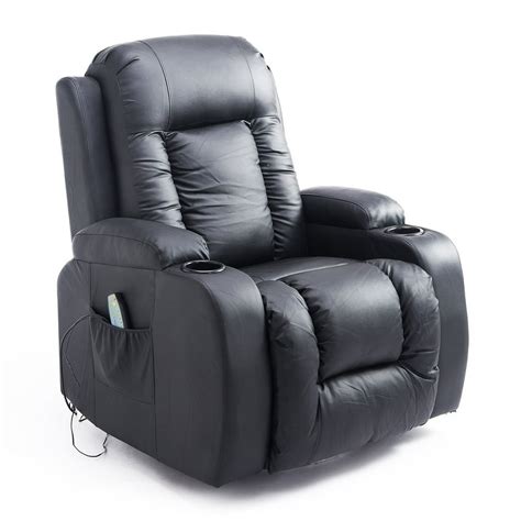 HOMCOM Massage Recliner Chair Heated Vibrating PU Leather Ergonomic Lounge 360 Degree Swivel ...