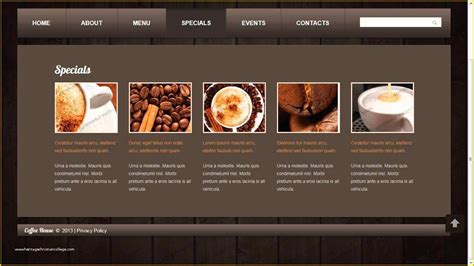 Coffee Shop Website Template Free Of Coffee Shop Website Template | Heritagechristiancollege