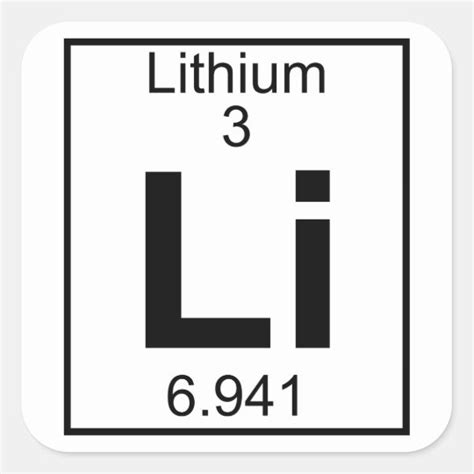 Element 003 - Li - Lithium (Full) Square Sticker | Zazzle.com