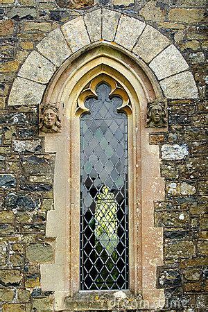 Architectural detail close up of a gothic arched church window with ...