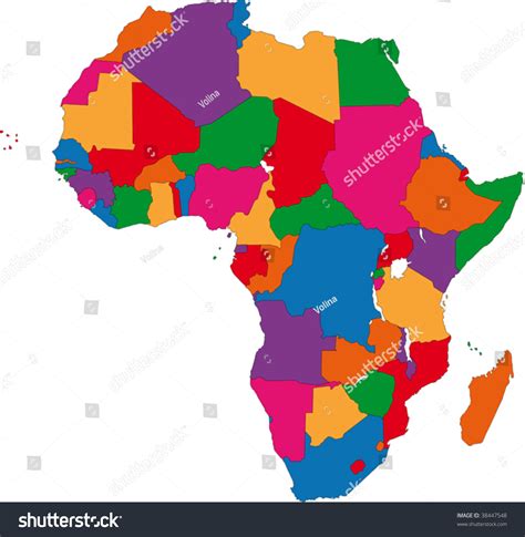 Colorful Africa Map Countries Capital Cities Stock Vector (Royalty Free) 38447548 | Shutterstock