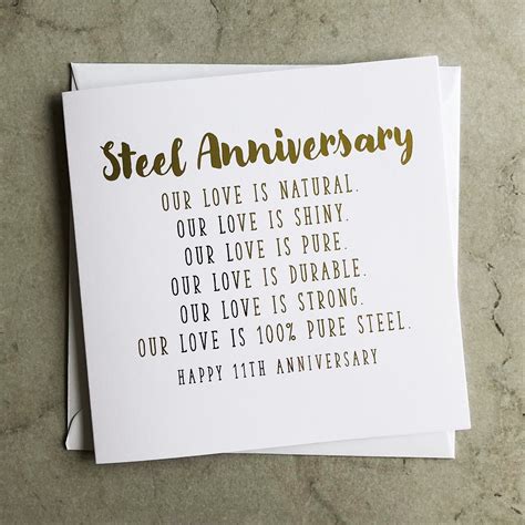 11th Year Wedding Anniversary Card Steel Anniversary Wedding Card Eleventh Year Wedding ...