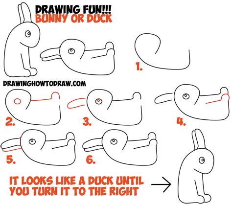 How to Draw an Optical Illusion for Kids – Is it a Duck or Is it a Bunny Rabbit – Easy Step by ...