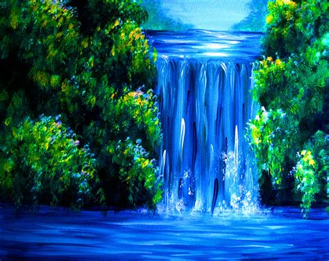 Secret Hidden Waterfall by Julie Ducap - Paint Nite Paintings ...