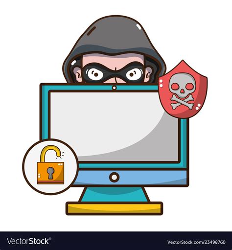 Cybersecurity threat cartoon Royalty Free Vector Image