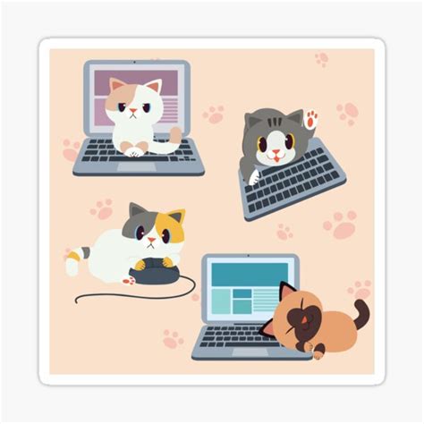 "Cute Laptop Cat" Sticker for Sale by HichamMissiame | Redbubble