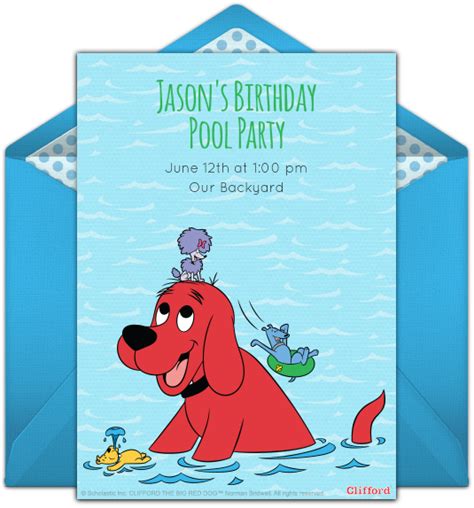 Download Clifford Pool Party Invitation | Wallpapers.com