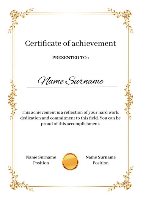 Free Template for Certificate of Achievement For Google Docs