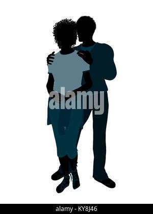 African american couple silhouette illustration on a white background ...