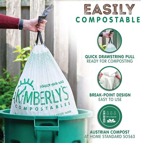 Compostable Trash Bags Large 13-Gallon – 25 x 0.91 Mils Extra-thick Hefty, Heavy-Duty Tall ...