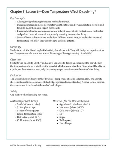 Does Temperature Affect Dissolving? Lesson Plan for 6th - 8th Grade ...