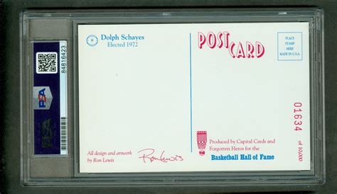 Dolph Schayes Ron Lewis Art Hall of Fame Postcard PSA/DNA Encased Autograph | eBay