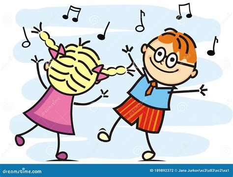 Dancing and Singing Kids, Dancing Pair, Funny Vector Illustration Stock Vector - Illustration of ...