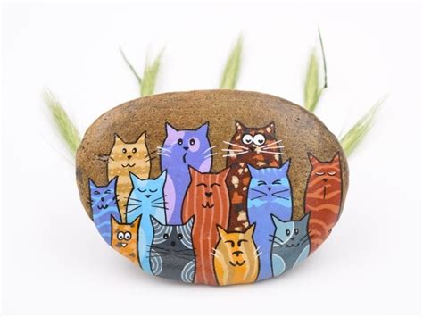 50 Best Painted Cat Rocks - Ideas and Images