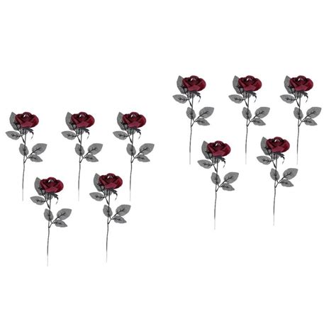 10 Pcs Red Plastic Roses with Eyes Dining Room Table Decor Flower ...