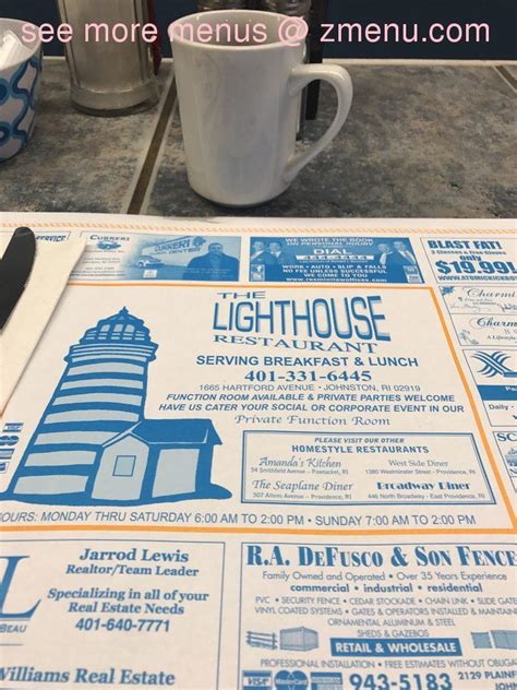 Menu at Lighthouse Restaurant, Johnston