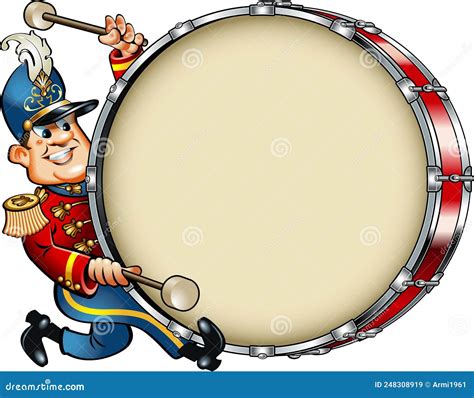 Cartoon Style Marching Band Bass Drum Player Stock Vector ...