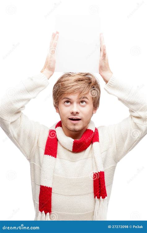 Young Funny Man Holding Sign Stock Photo - Image: 27272098