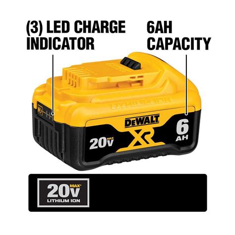 20-Volt MAX XR Premium Lithium-Ion 6.0Ah Battery Pack (3 ...