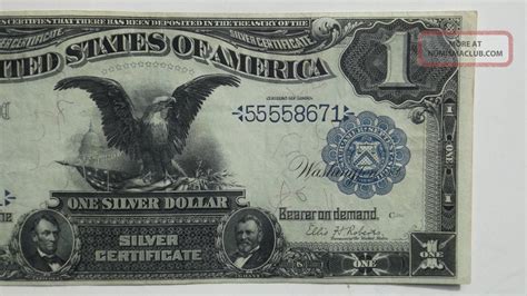 " Rare " Series Of 1899 Above Serial Large $1 " Black Eagle " Silver ...