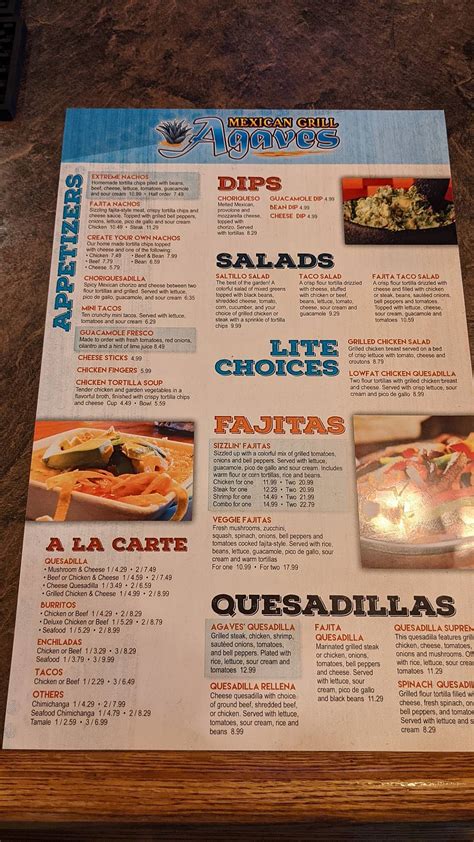 Menu at Agaves Mexican Grill restaurant, Fort Wayne, 212 E Washington ...