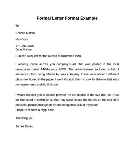 10 Formal Letter Formats – Samples, Examples & Formats | Sample Templates