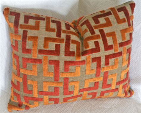 Orange Throw Pillow, Contemporary, Geometric, Luxury Pillows, Burnt Orange, Rust, Cushion Cover ...