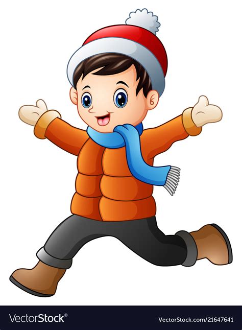 Cartoon boy wearing winter clothes Royalty Free Vector Image