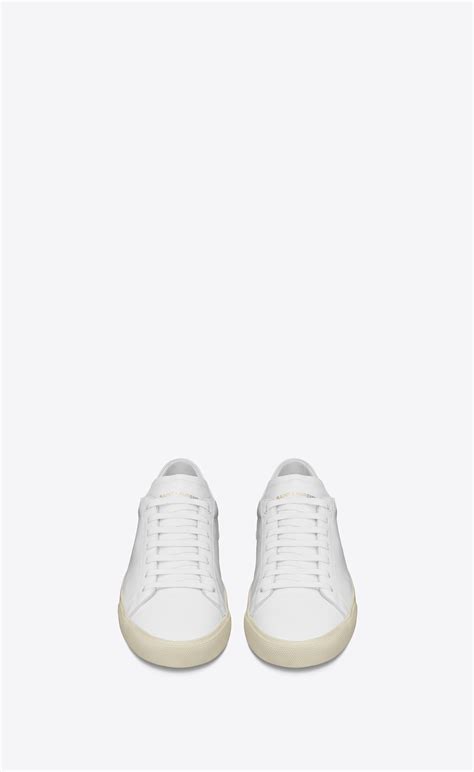 Saint Laurent Sl/06 Court Sneakers In Optic White Leather | YSL.com