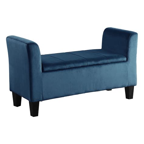 Amelia Blue Velvet Storage Ottoman | Home Accessories | Ottomans