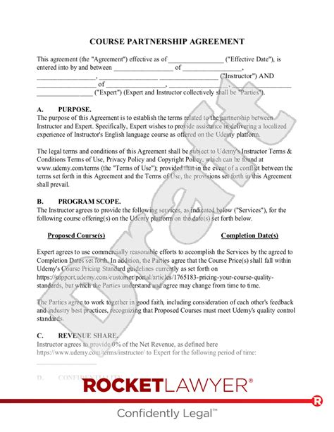 Free Course Partnership Agreement Template - Rocket Lawyer