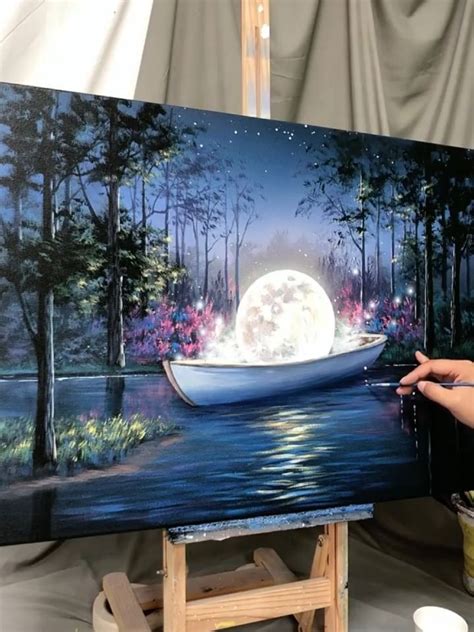 Moonlight oil painting, landscape acrylic painting [Video] in 2023 ...