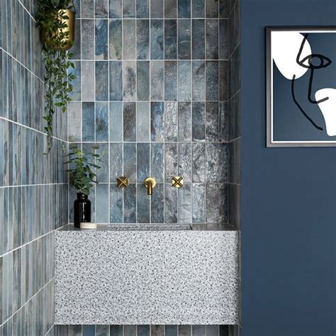 Raku Blue Tiles | Walls and Floors Unique Bathroom Tiles, Green Tile Bathroom, Loft Bathroom ...