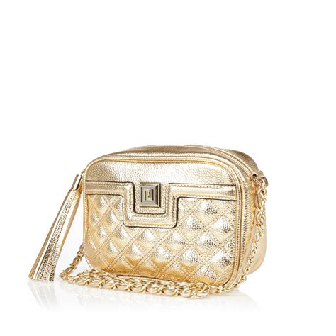 River island Gold Metallic Quilted Cross Body Bag in Yellow | Lyst