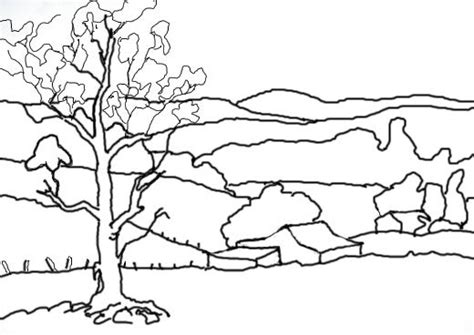 Landscape Outline Drawing at GetDrawings | Free download