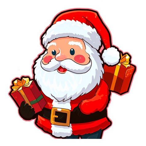 Premium Photo | Sticker template with Santa Claus xmas happy Santa ...