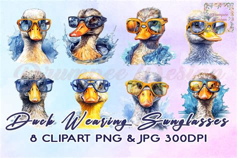 Duck Wearing Sunglasses Watercolor Graphic by Drumpee Design · Creative ...