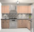 10x10 L-Shape Kitchen Layout Design - Rustic Oak Cabinets