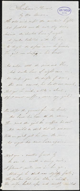 Phoebe Cary manuscript poems: "The Snow Storm." - Digital Commonwealth