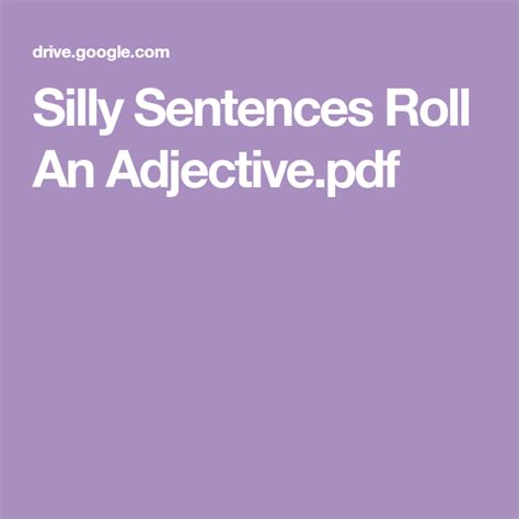 Silly Sentences Roll An Adjective.pdf | Silly sentences, Sentences, Silly