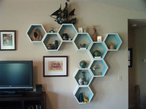 you finish Rough cut DIY hexagon shelves wall decor components ...