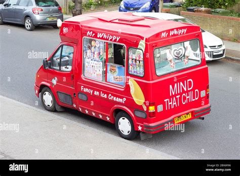 Red Mr Whippy ice cream van parked in residential road in London, England Stock Photo - Alamy