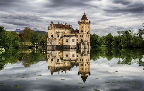 Download Anif Austria Building Lake Reflection Man Made Castle HD Wallpaper