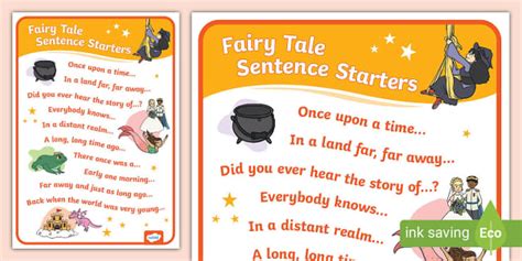 Fairy Tale Sentence Starters Display Poster - Twinkl