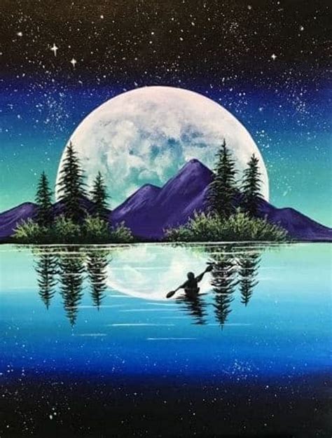 Art/Paint-Party: West Valley Taphouse in Dallas | Waterfall paintings, Lake painting, Night sky ...