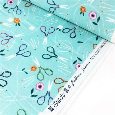 Quilting cotton fabric - Sewing Scissors fabric - Dashwood Stitch fabric - Floral Scissor Fabric ...