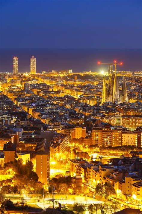 Barcelona Skyline City Town Overview with Sagrada Familia Church ...