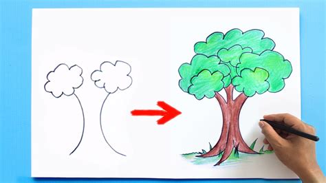 How to draw a Tree Step by step easy 🌳 #tree #drawing - YouTube