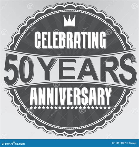 Celebrating 50 Years Anniversary Retro Label, Vector Illustration Stock ...