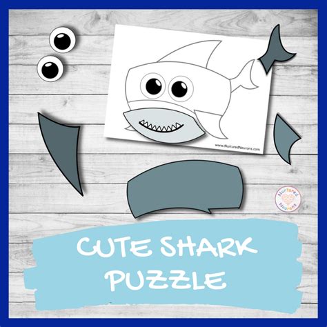 Cute Shark Puzzle (Printable Preschool Game) - Nurtured Neurons